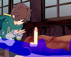 Konosuba yaoi - scene blowjob Kazuma penuh cum