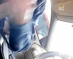 Delivering a steamy morning blowjob to my buddy in a cramped car. Wet close-up action unfolds.