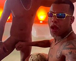 i can't resist his uncut cock on the train, stroking him in the garage