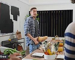 Friendsgiving with Nate Grimes turns into wild raw gay fucking party! What a night!