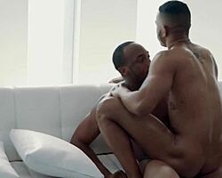 Hot gay twink handles big black cock in steamy group massage session