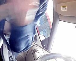 Morning car blowjob turns into a tasty mouthful for buddy