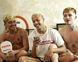 damn, kevin and ethan in interracial bareback threesome, bent over doggystyle!