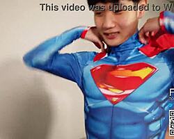 Superhelt, Sexet, Unge Fyre, Asiatisk Fræk, Homo Kostume, Intens Bagdør, Søde