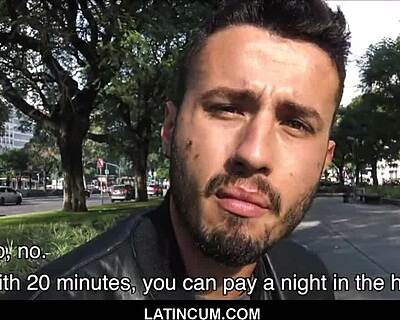 Straight amateur Latino takes cash from gay anonymous man to perform anal sex