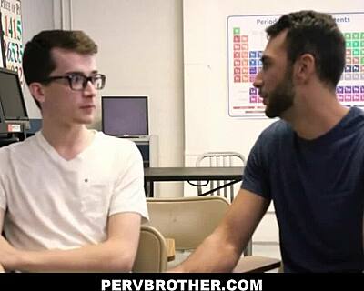 Curious step brother gets drilled by popular Alex Meyer in classroom chaos