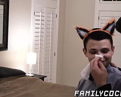 Little Twink Barebacked Hard in Taboo Threesome Spitroast