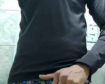 Skinny latino twink boldly strokes his delicious cock in homemade solo action