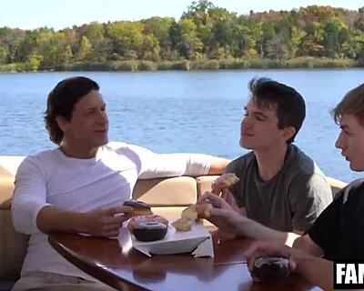 hey step sons, ready for a wild foursome fuck on this boat?
