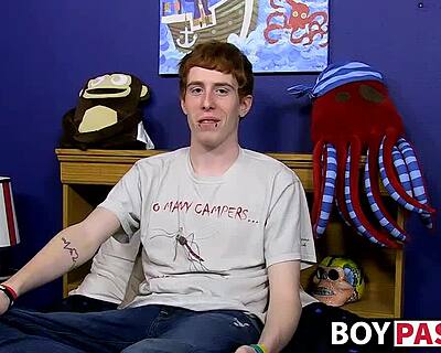 Red-Haired Guy Interviewed Before Solo Session with Monster Cock and Dildo