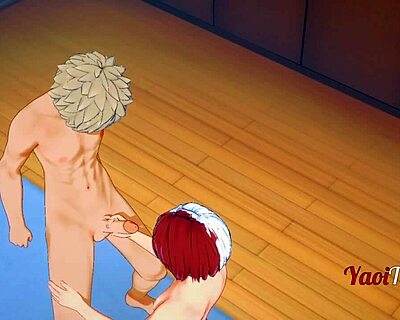 Boku No Hero Yaoi - Todoroki Shoto Sucks Bakugou Katsuki Off