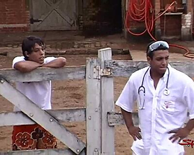 cute tanned twink feels ass fucked by veterinarian at stable
